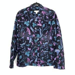 Vintage 90s Appleseeds Tapestry Blazer Jacket Womens Size Medium Floral Print